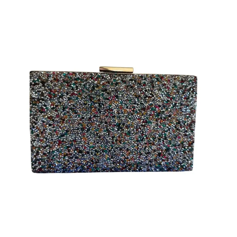 Kate Landry Multicolor Jewel Encrusted Evening Clutch Minaudiere
